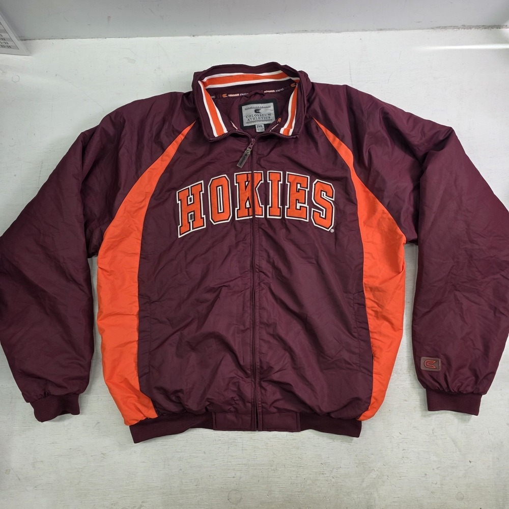 Vintage Colosseum Athletics Virginia Tech VT Fleece Lined Puffer Jacket Mens 2XL